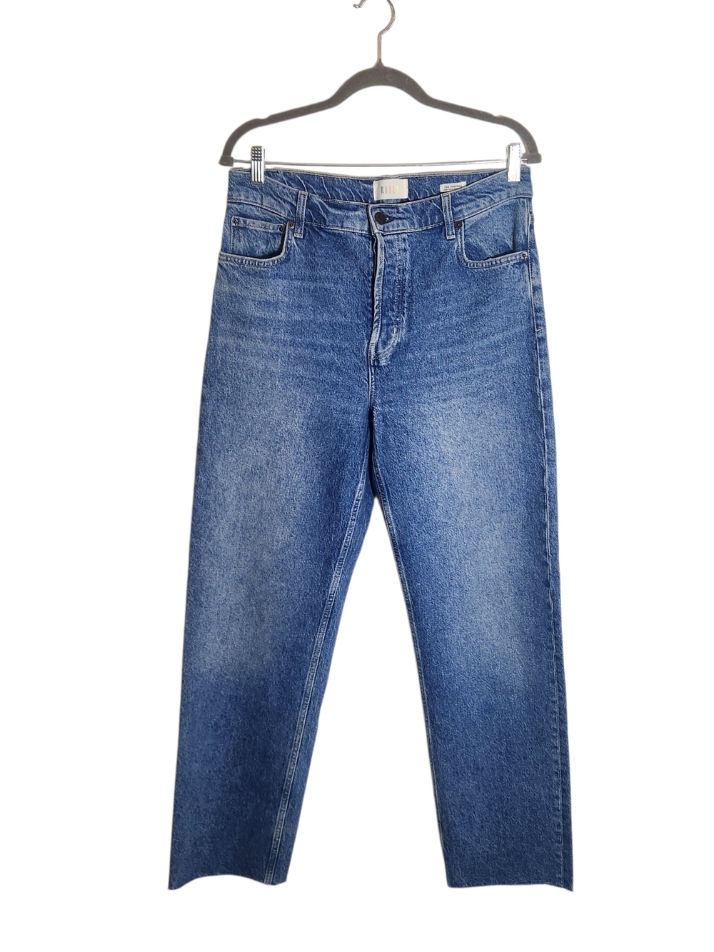 Rails The Topanga High Rise Straight Jeans Medium Wash Cut Off Hem Size 30
